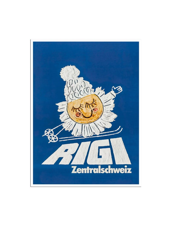 Mt Rigi Ski Poster Vintage Switzerland Travel Art Sports Print H1657