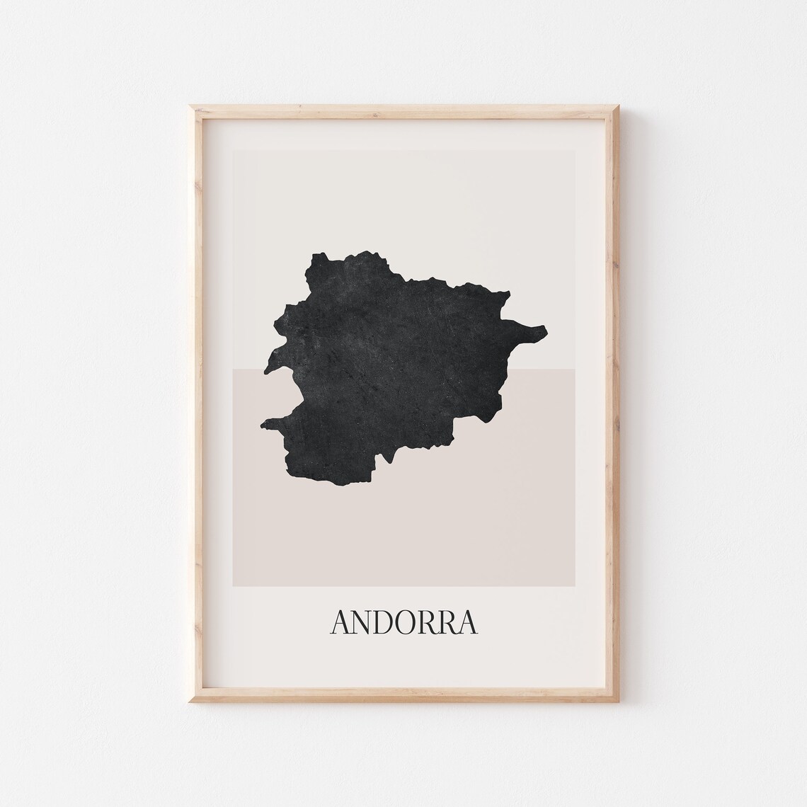 Andorra Pyrenees Black Silhouette Minimalist Country Map Poster