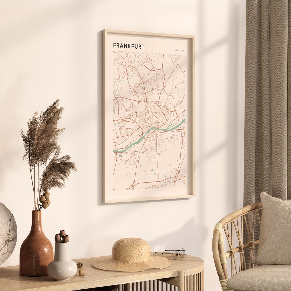 Frankfurt Germany Minimalist City Street Map Art Poster Home Decor - Image 3
