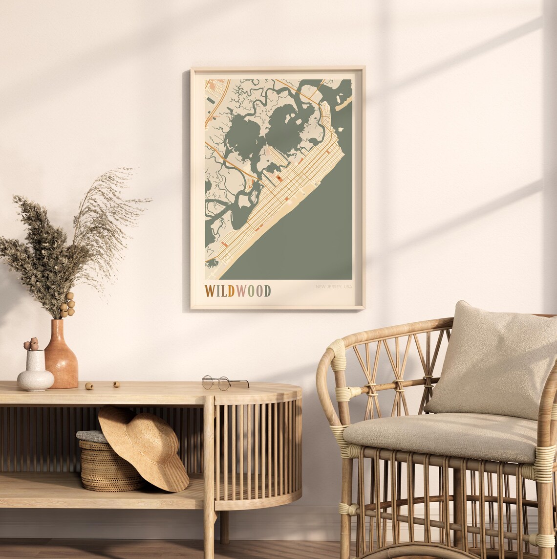 Wildwood New Jersey Street Map Poster with Colorful Multicolor Typography - Image 2