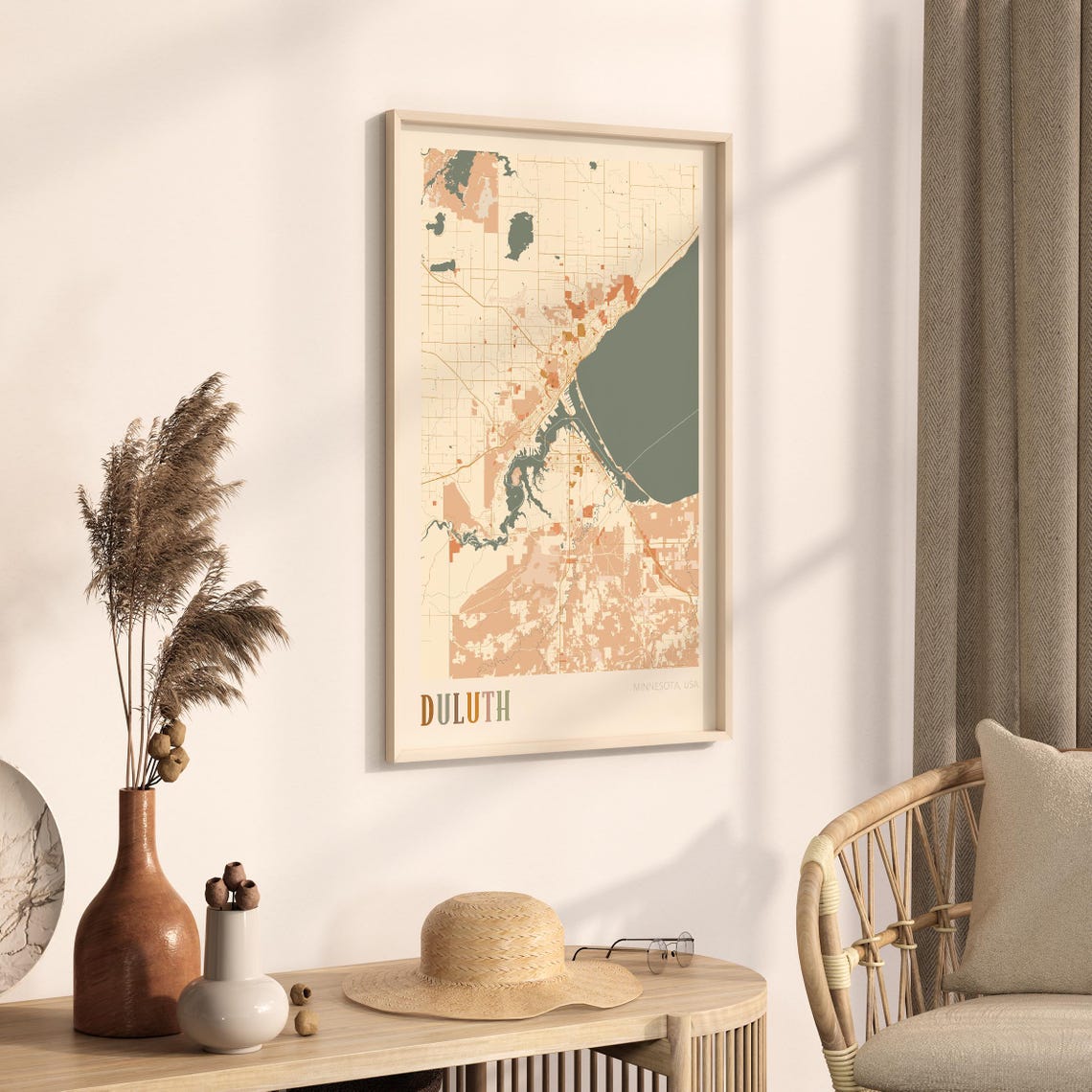Duluth Minnesota Scandinavian Boho City Map Wall Decor Poster - Image 3