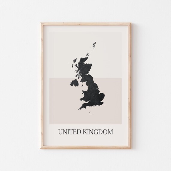 United Kingdom Map Poster Print Minimalist Boho Wall Art Decor For Home Or Gift