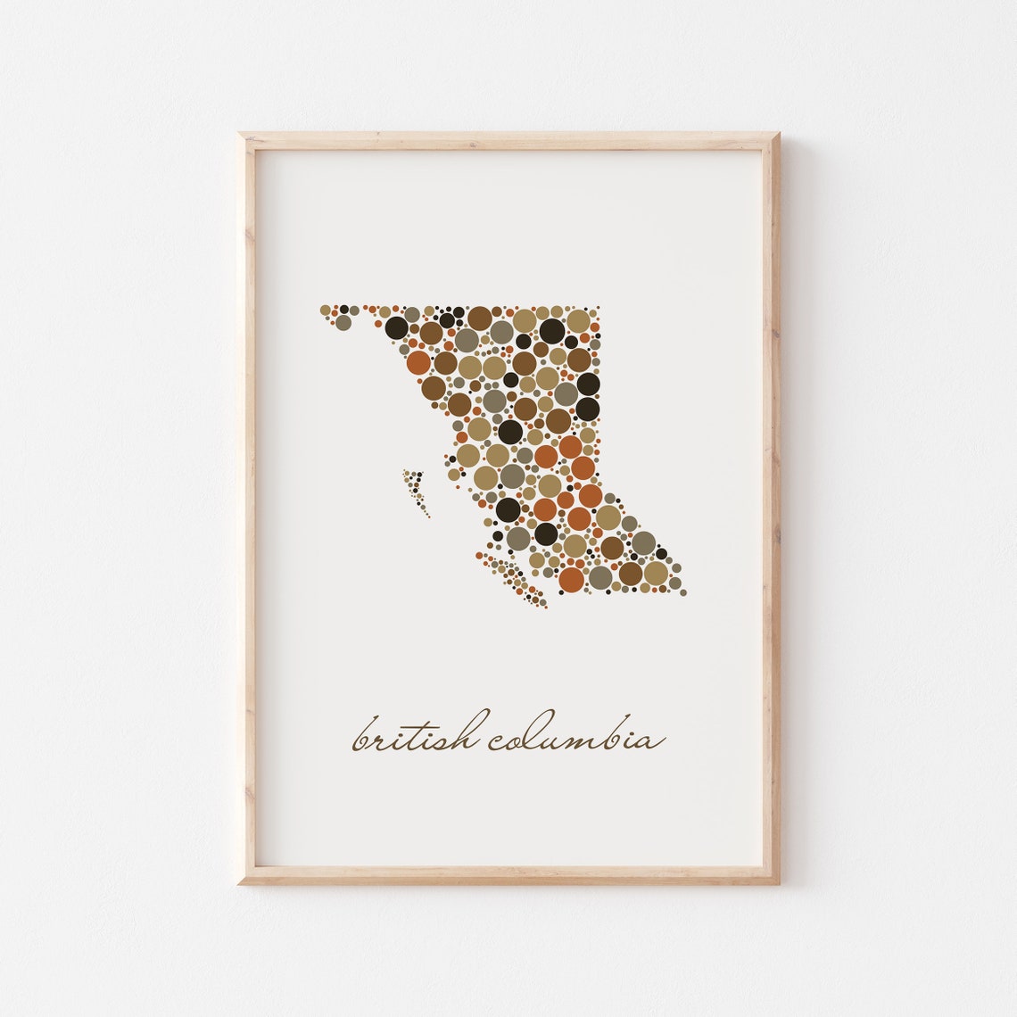 British Columbia Canada Dot Art Province Map Script Decor Poster - Image 2
