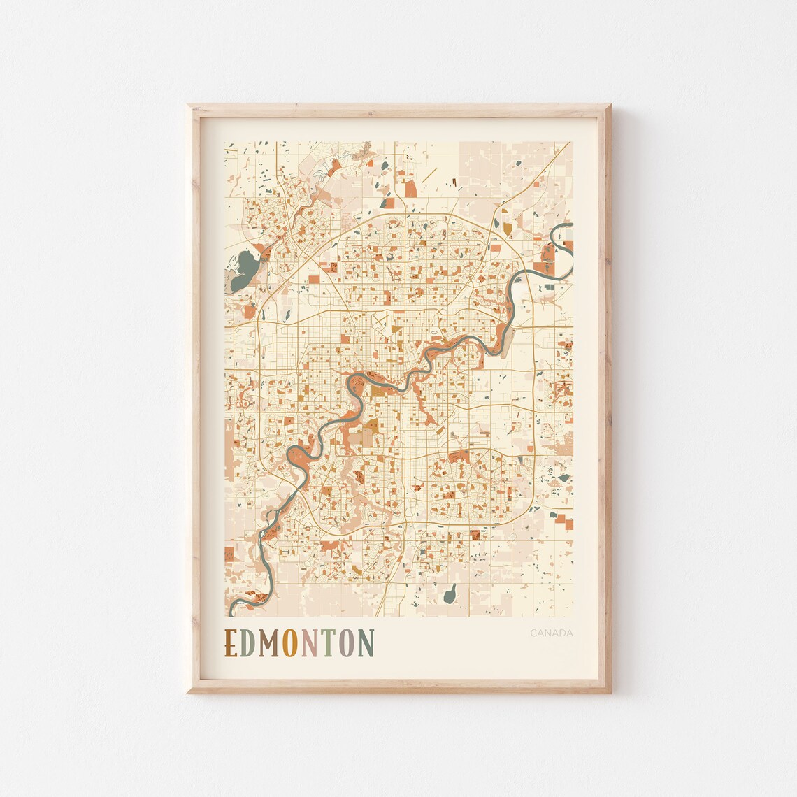 Edmonton Map Poster, Boho Canada Travel Art Print