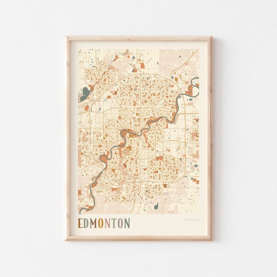 Edmonton Map Poster, Boho Canada Travel Art Print