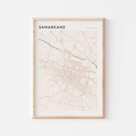 Samarkand Map Poster Print Wall Art Uzbekistan Travel Gift Scandi