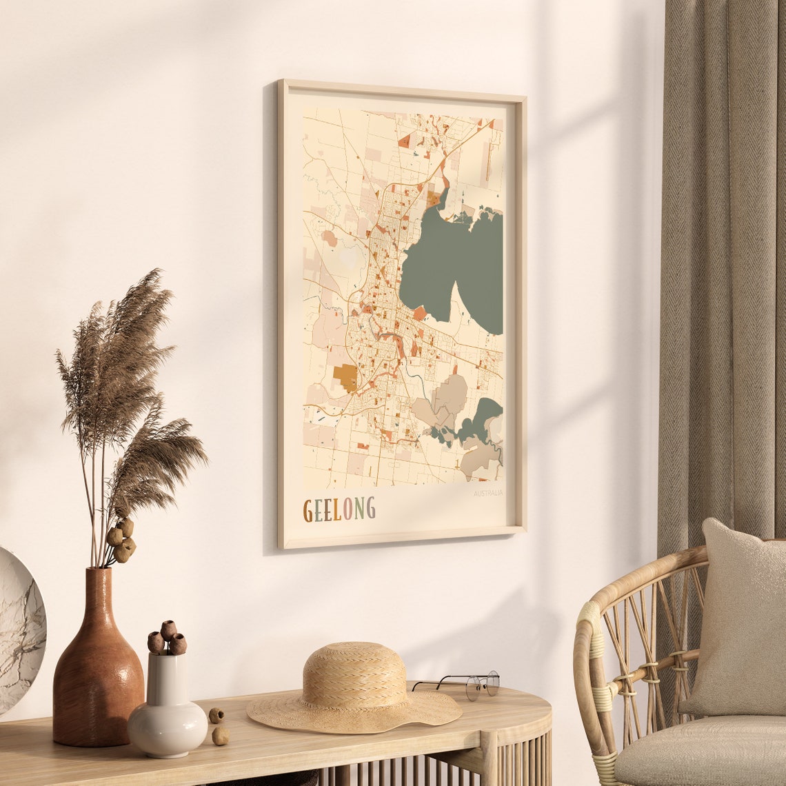 Geelong Australia Retro City Map Poster with Corio Bay Waterfront - Image 3