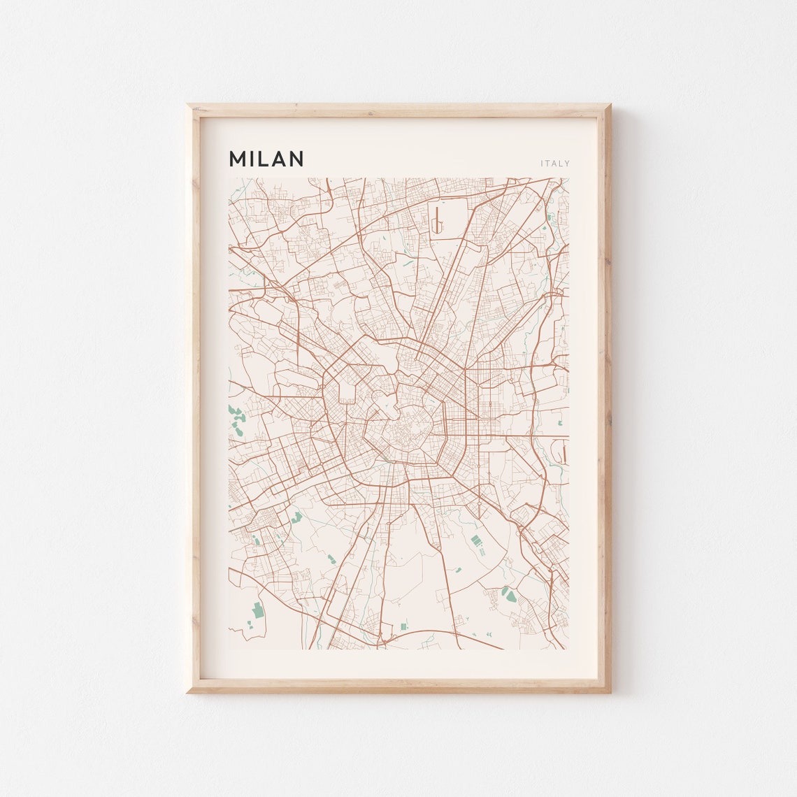 Milan Italy Minimalist City Street Map Art Poster Home Decor