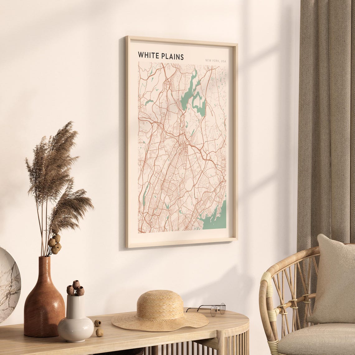 White Plains New York Westchester Minimalist Line Art City Map Poster - Image 3