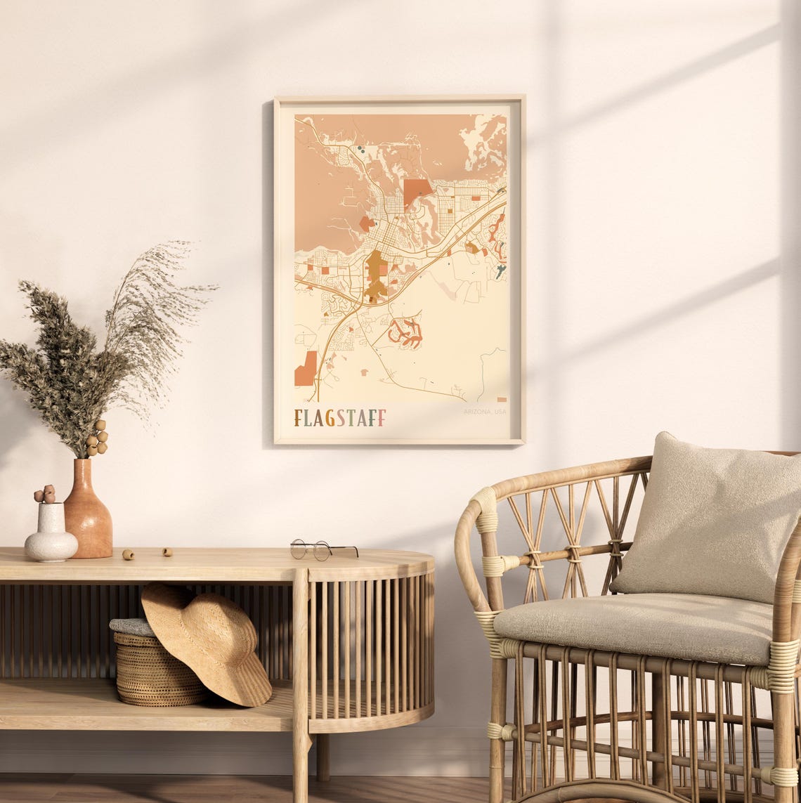 Flagstaff Arizona Stylized Vintage Street Map Modern City Art Poster - Image 2