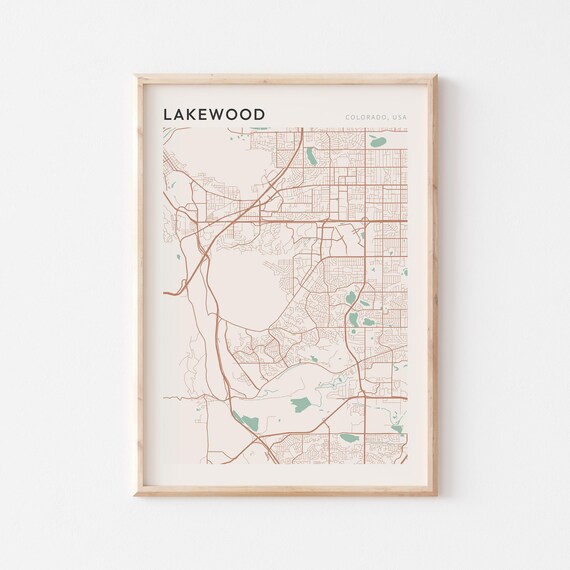 Lakewood Colorado Minimalist City Street Map Wall Decor Poster