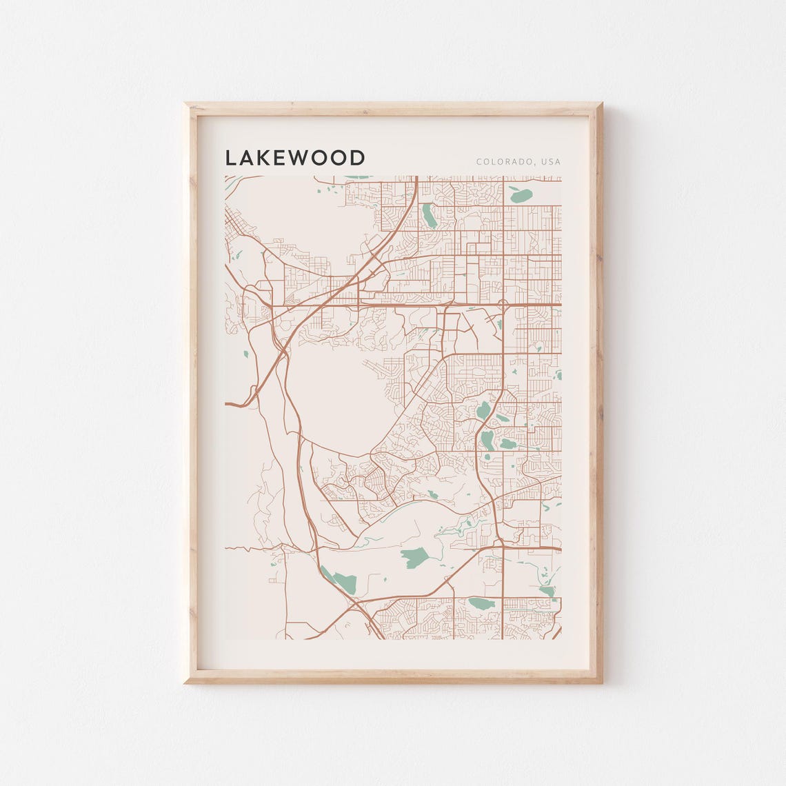 Lakewood Map Poster Lakewood Print Lakewood Poster Lakewood Wall Art Colorado Travel Gift Farmhouse Wall Decor