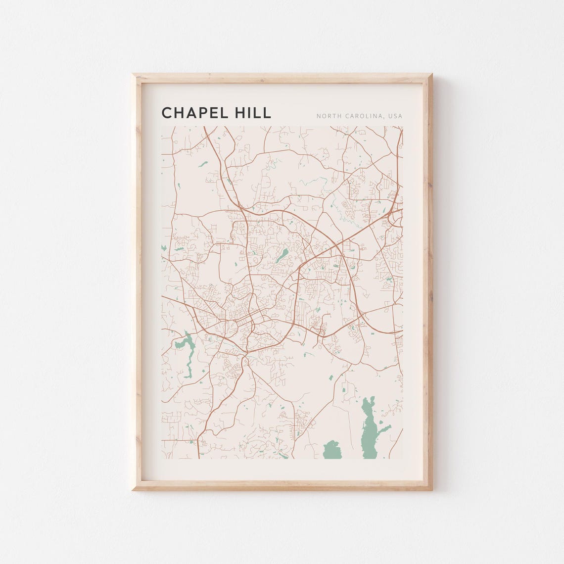Chapel Hill North Carolina Minimalist Line Art Street Map Poster