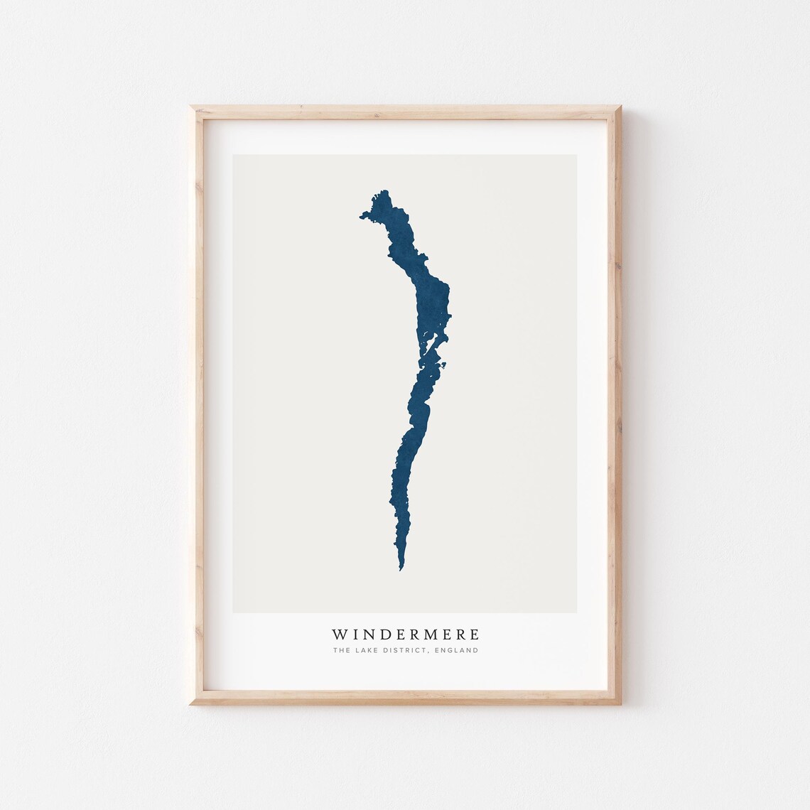 Windermere Lake Wall Map Art Print