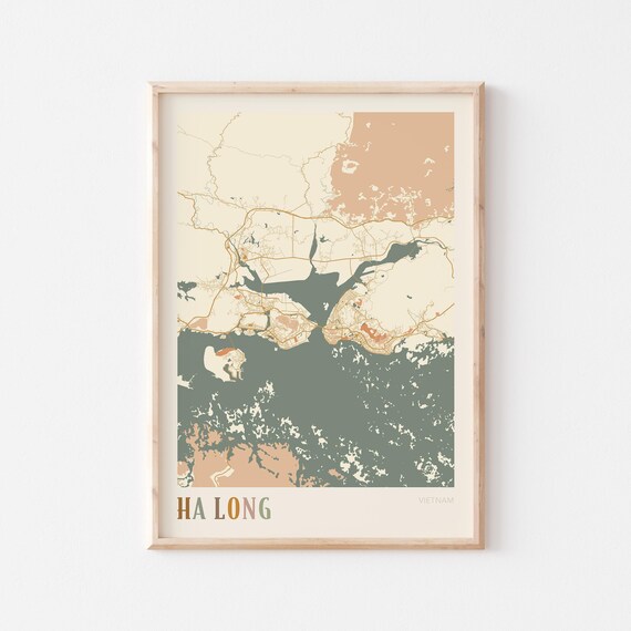 Ha Long Map Poster Print Wall Art Vietnam Travel Gift Boho
