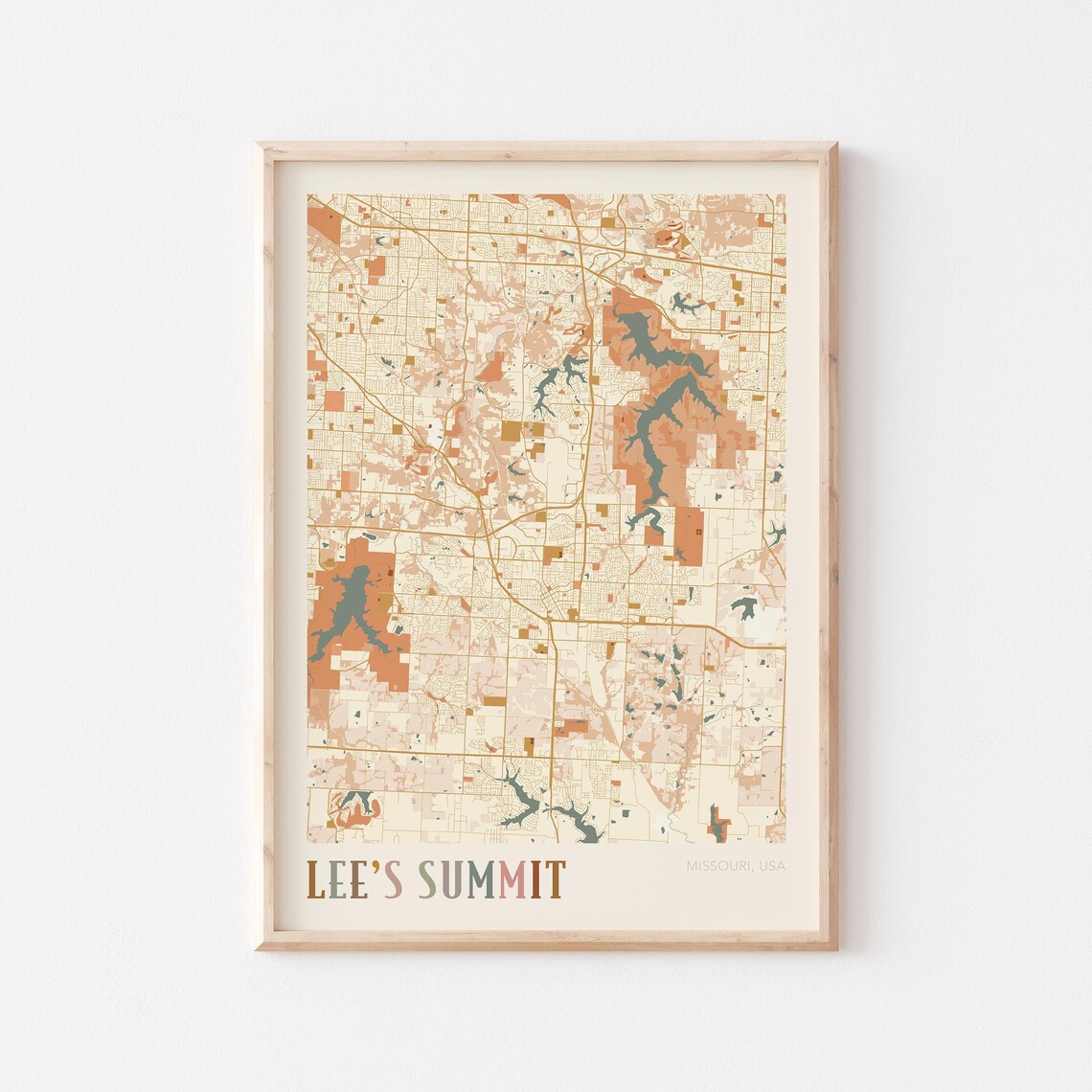 Lee's Summit Missouri Street Map Poster with Colorful Multicolor Typography