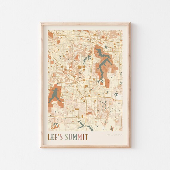 Lee's Summit Missouri Street Map Poster with Colorful Multicolor Typography