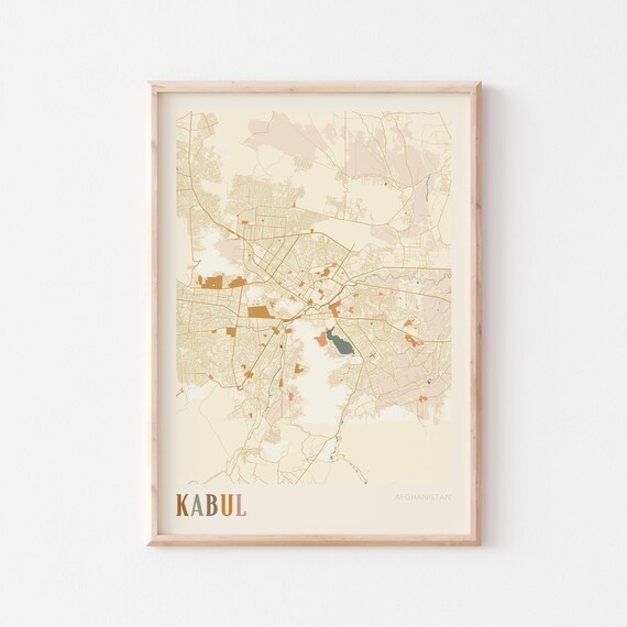 Kabul Map Poster Print Wall Art Afghanistan Travel Gift Boho