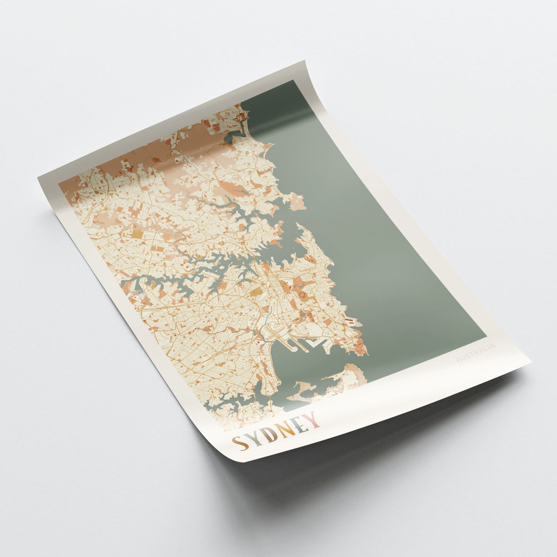 Sydney Australia City Map Boho Cream Minimalist Wall Decor Poster - Image 2