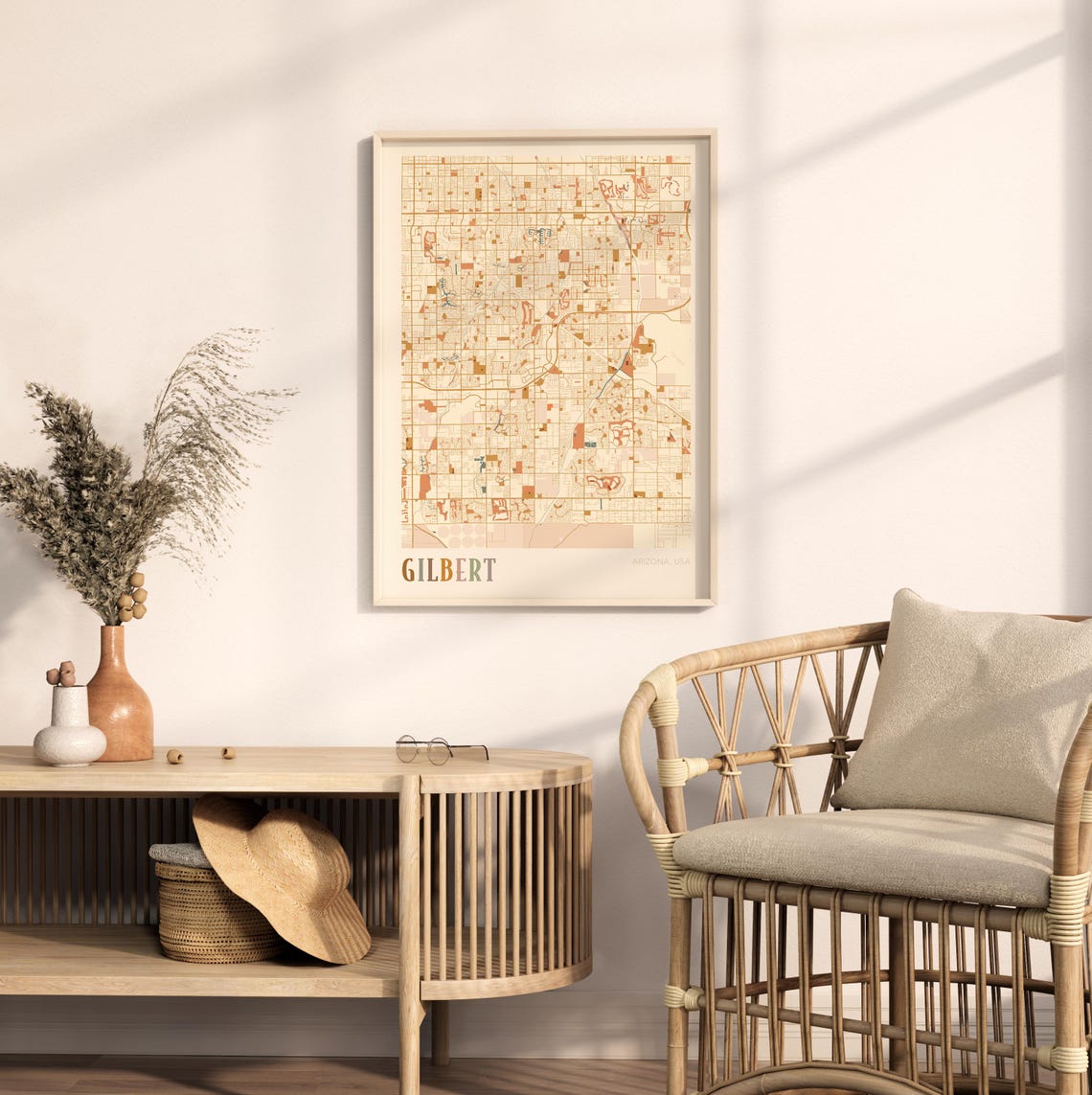 Gilbert Arizona Stylized Vintage Street Map Modern City Art Poster - Image 2