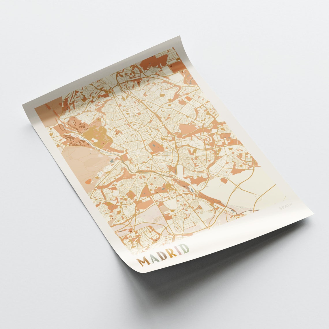 Madrid Spain Minimalist Street Map Poster in Boho Neutral Tones - Image 2