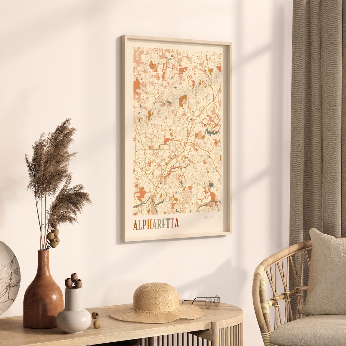 Alpharetta Georgia Colorful Modern Boho City Street Map Decor Poster - Image 3