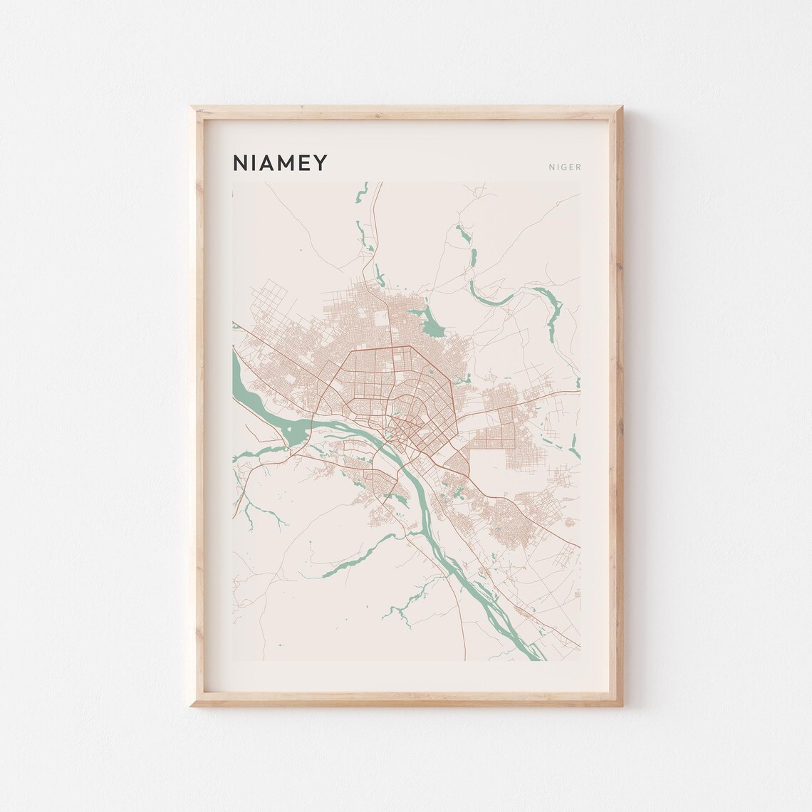 Niamey Map Poster Print Wall Art Niger Africa Travel Gift Minimalist