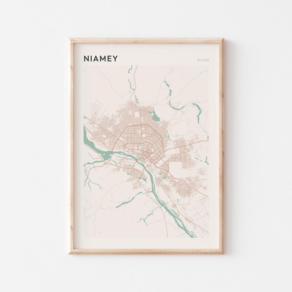 Niamey Map Poster Print Wall Art Niger Africa Travel Gift Minimalist