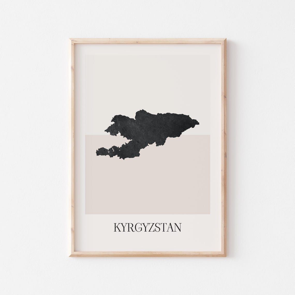 Kyrgyzstan Map Black Silhouette Minimalist Boho Style Poster