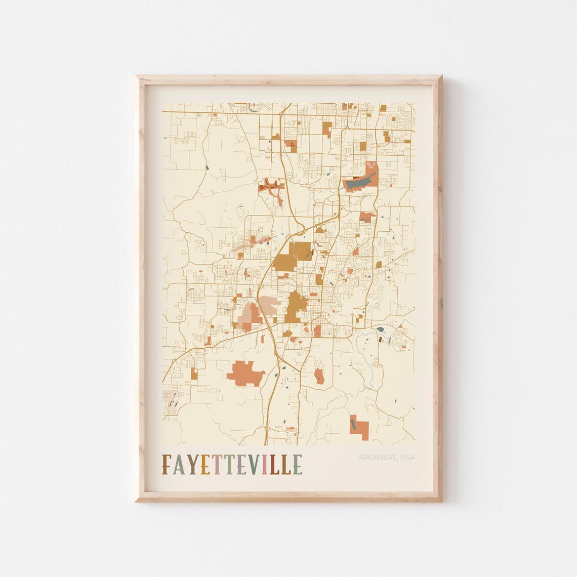Fayetteville Map Poster Fayetteville Print Fayetteville Poster Fayetteville Wall Art Arkansas Travel Gift Boho Wall Art Office Art