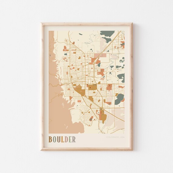 Boulder Colorado Modern Block Style City Map Wall Decor Poster
