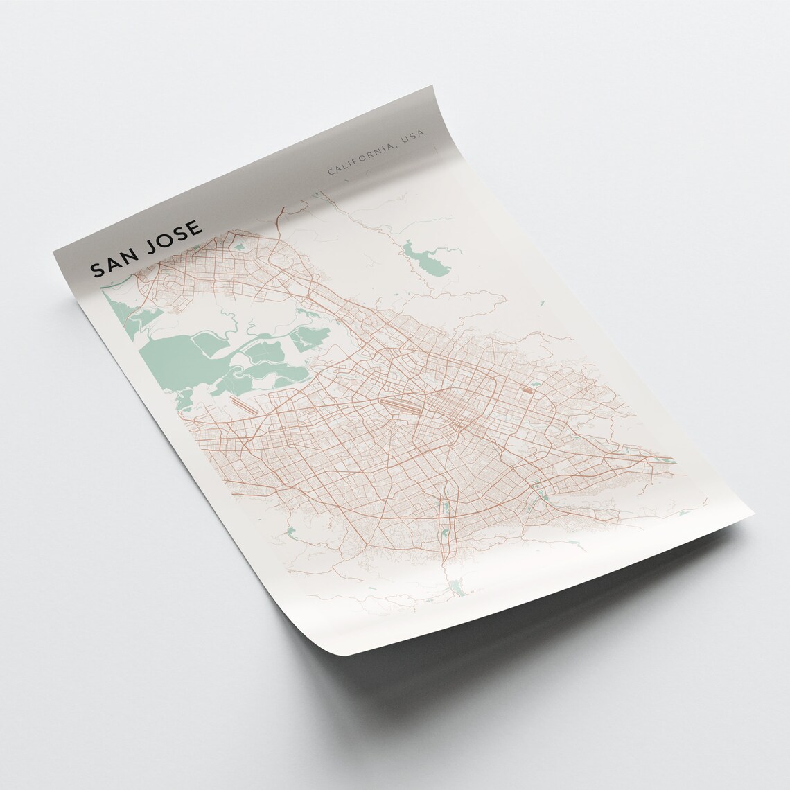 San Jose California Minimalist City Street Map Travel Poster - Image 2