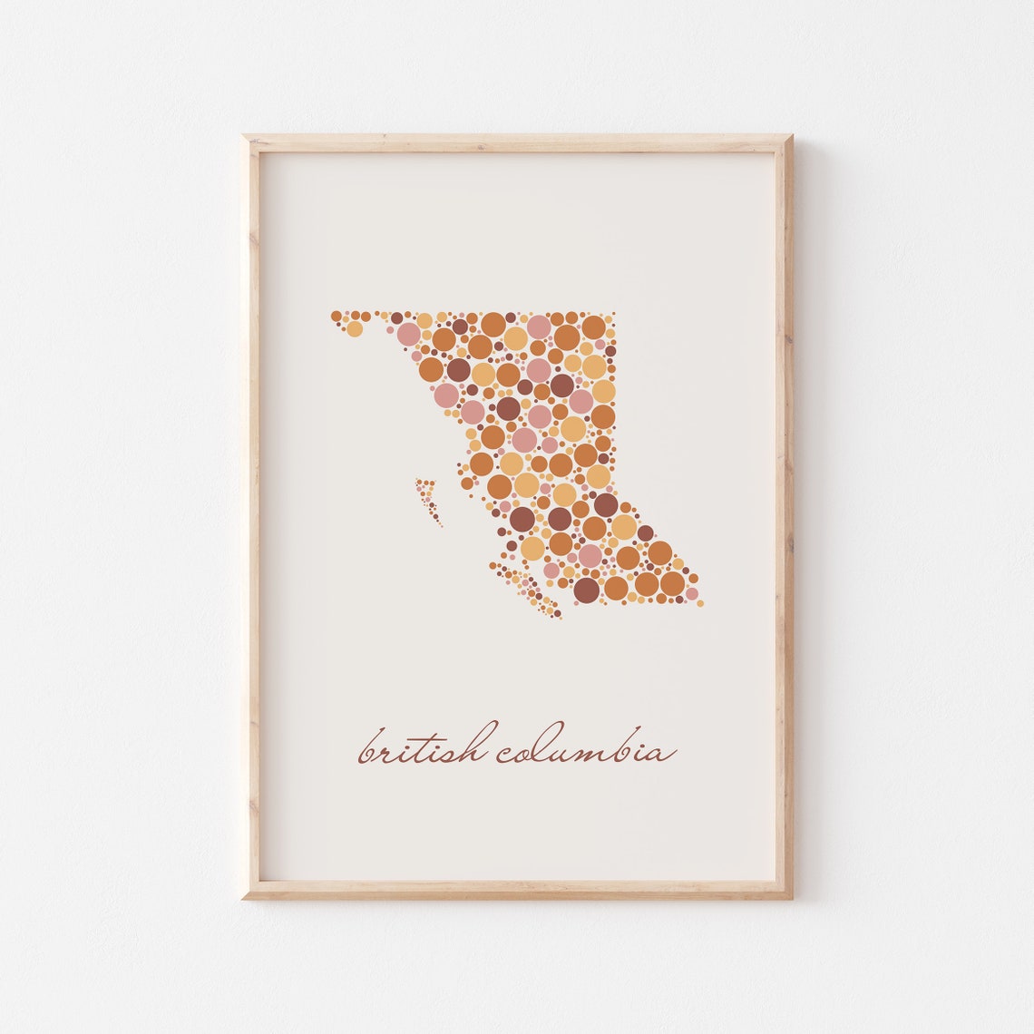 British Columbia Canada Dot Art Province Map Script Decor Poster - Image 3