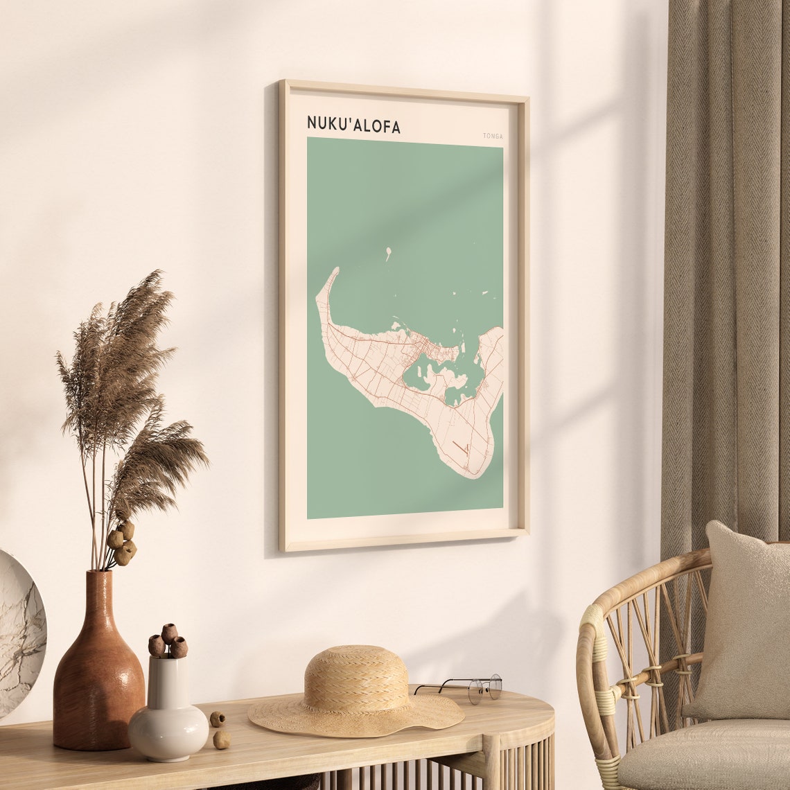 Nuku'alofa Tonga South Pacific Minimalist Boho Island City Map Poster - Image 3