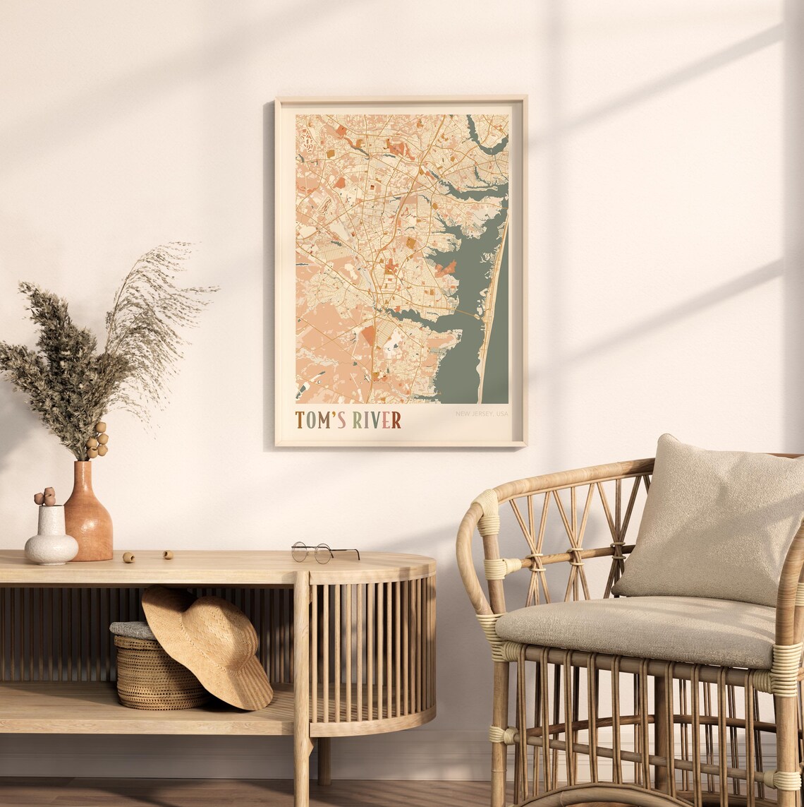 Tom's River New Jersey Street Map Poster with Colorful Multicolor Typography - Image 2