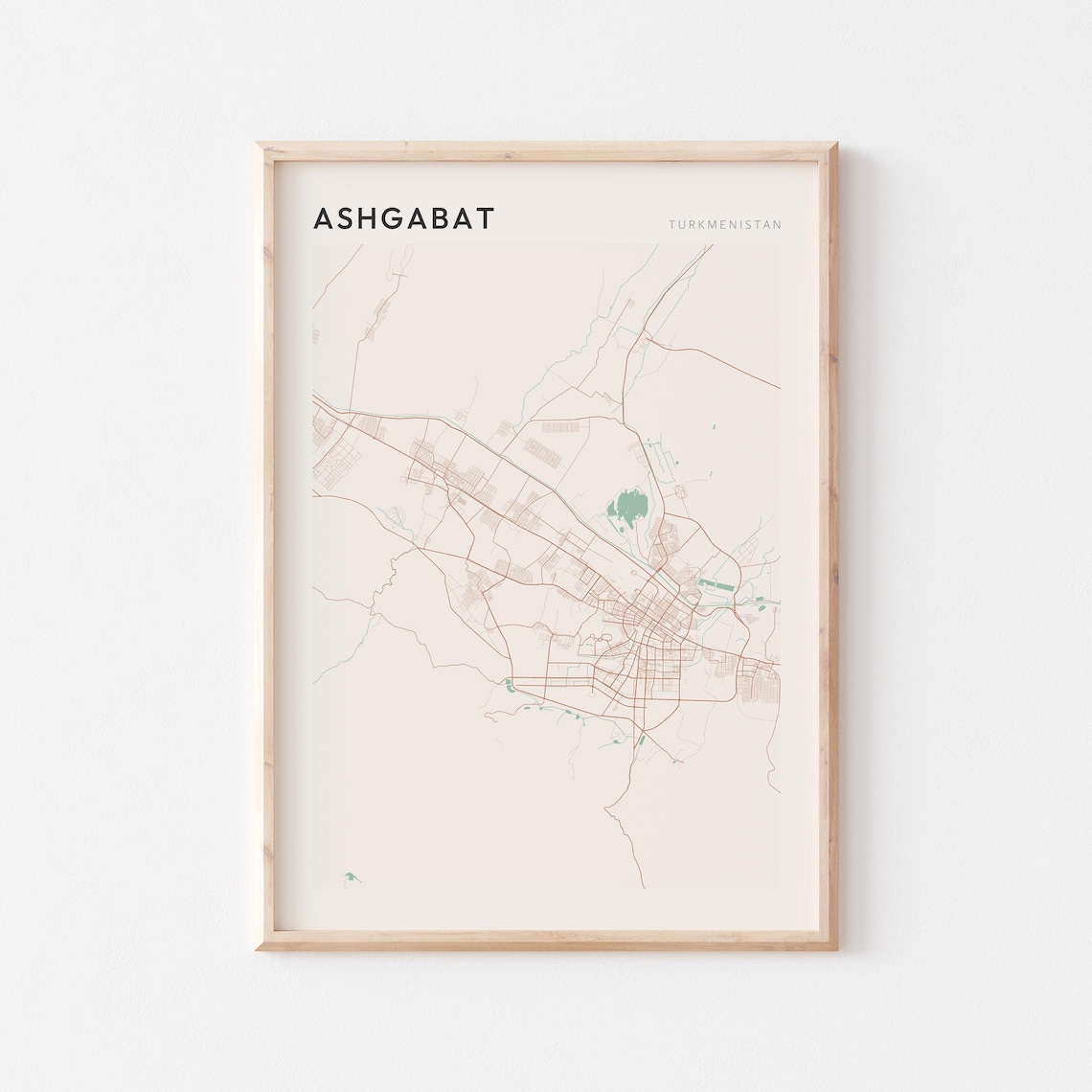 Ashgabat Turkmenistan City Street Map Minimalist Neutral Travel Gift Poster