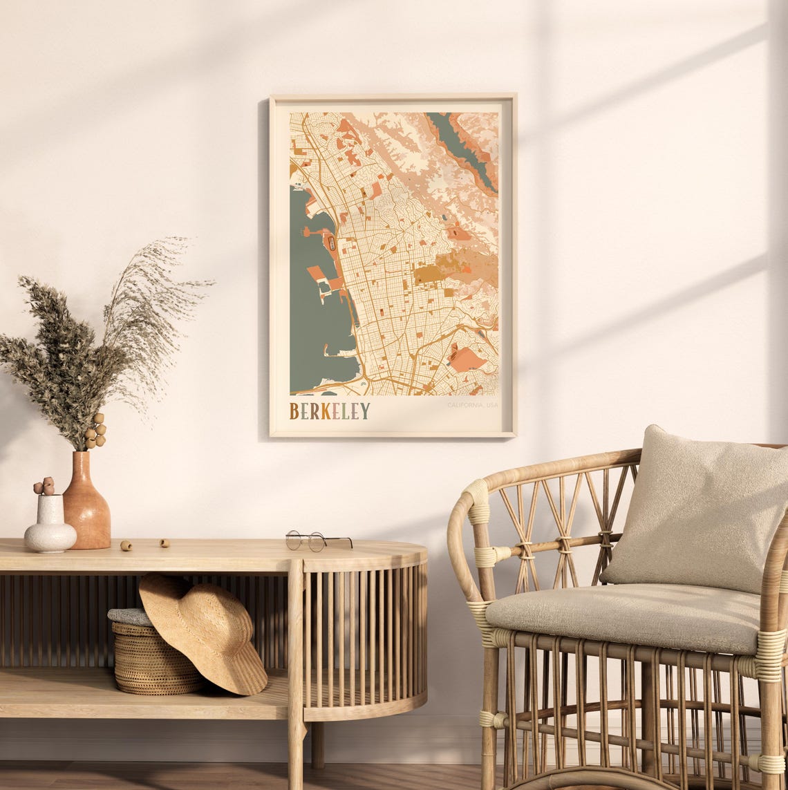 Berkeley California Stylized Vintage Street Map Modern City Art Poster - Image 2