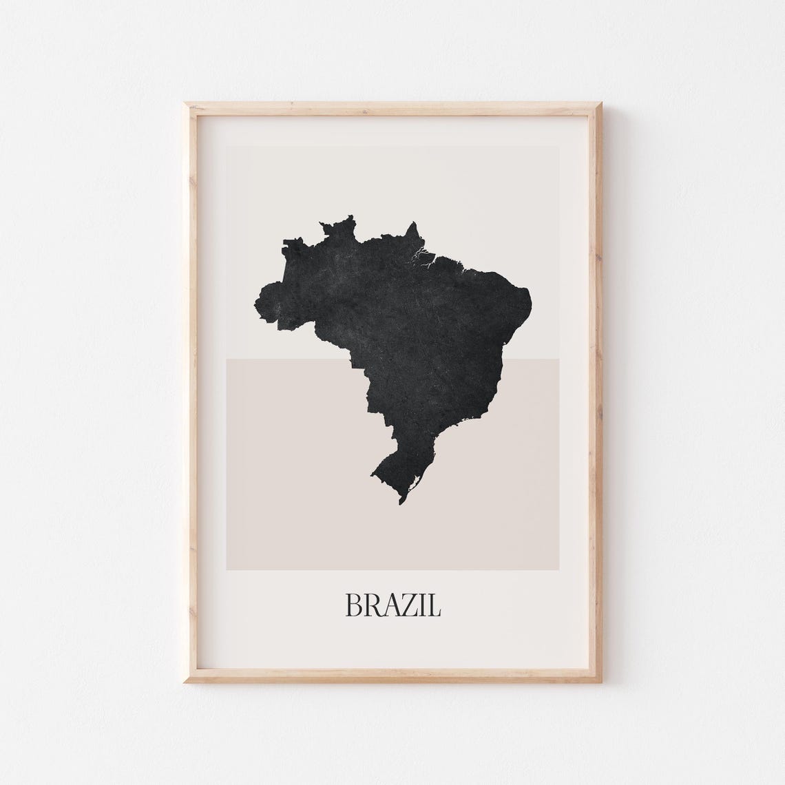 Brazil Boho Minimalist Black Country Silhouette Map Art Poster