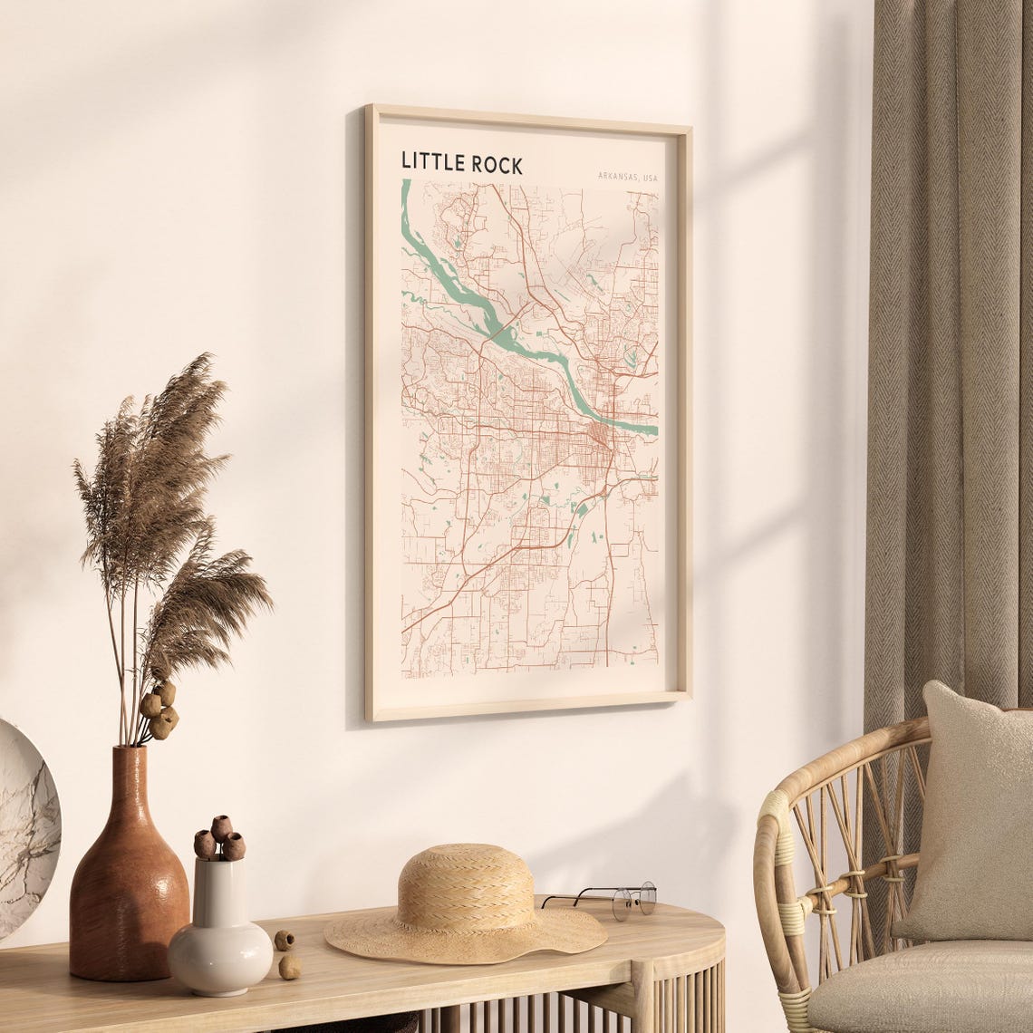 Little Rock Arkansas Modern Minimalist Copper Street Map Decor Poster - Image 3