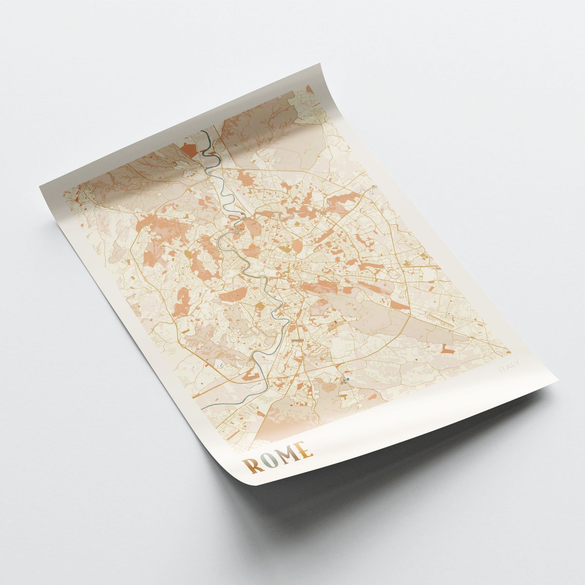 Rome Italy Minimalist Street Map Poster in Boho Neutral Tones - Image 2