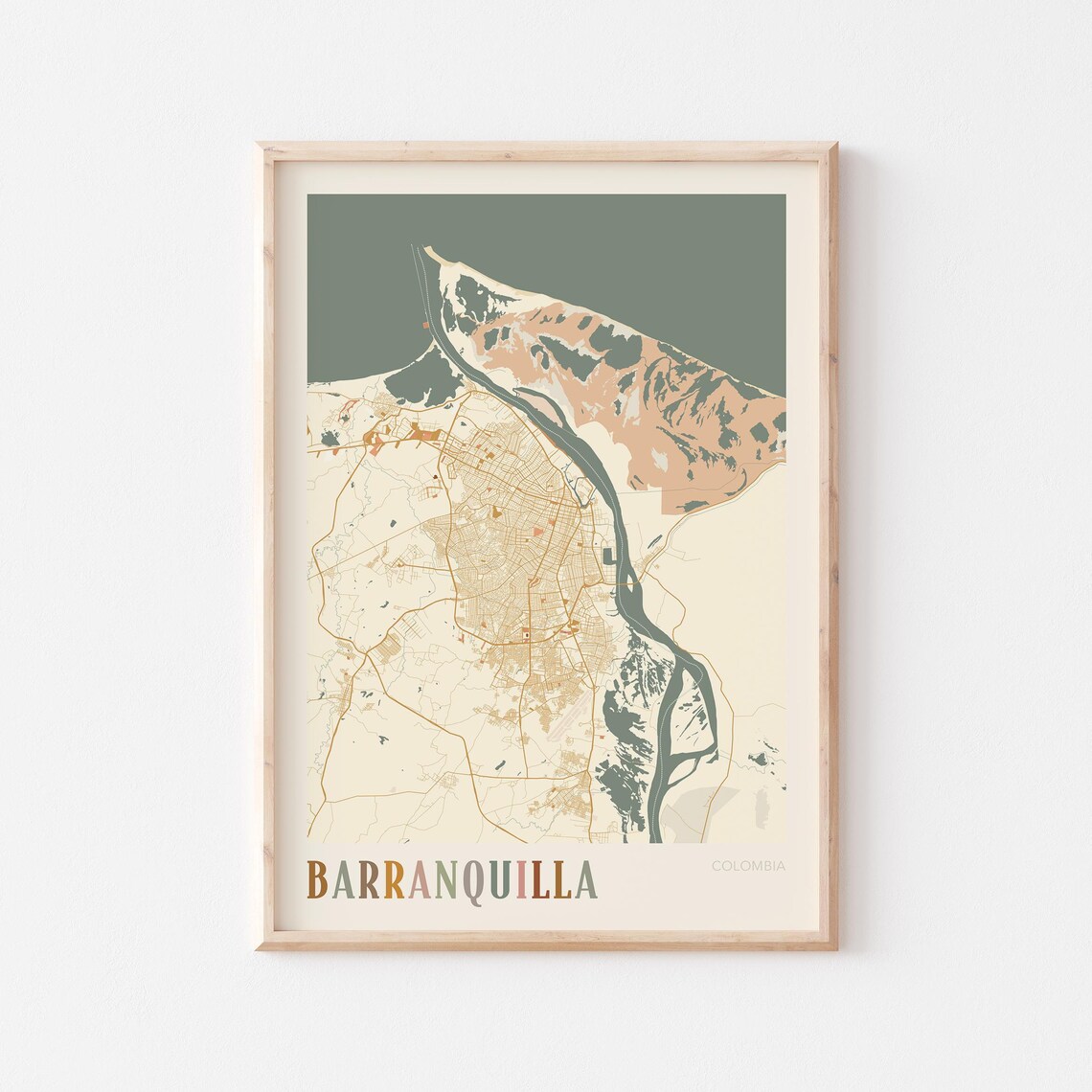Barranquilla Colombia Minimalist City Street Map Travel Decor Poster