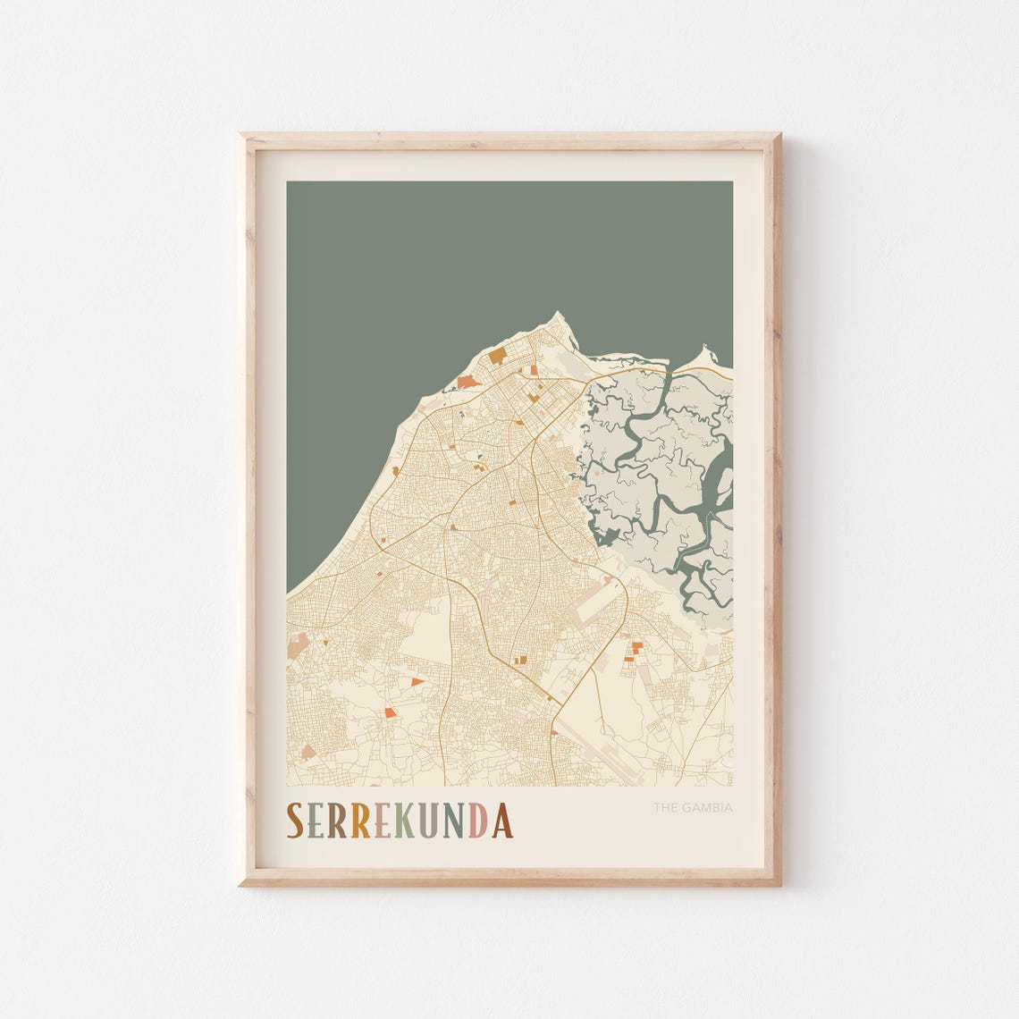 Serrekunda The Gambia City Street Map Coastal Minimalist Art Poster