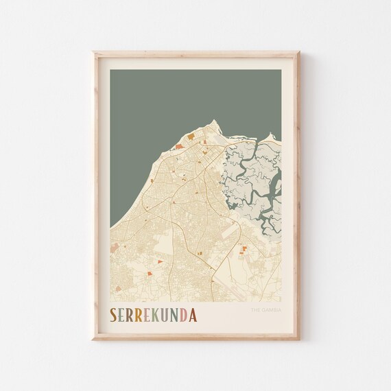 Serrekunda Map Poster Print Wall Art The Gambia Africa Travel Gift Boho Decor