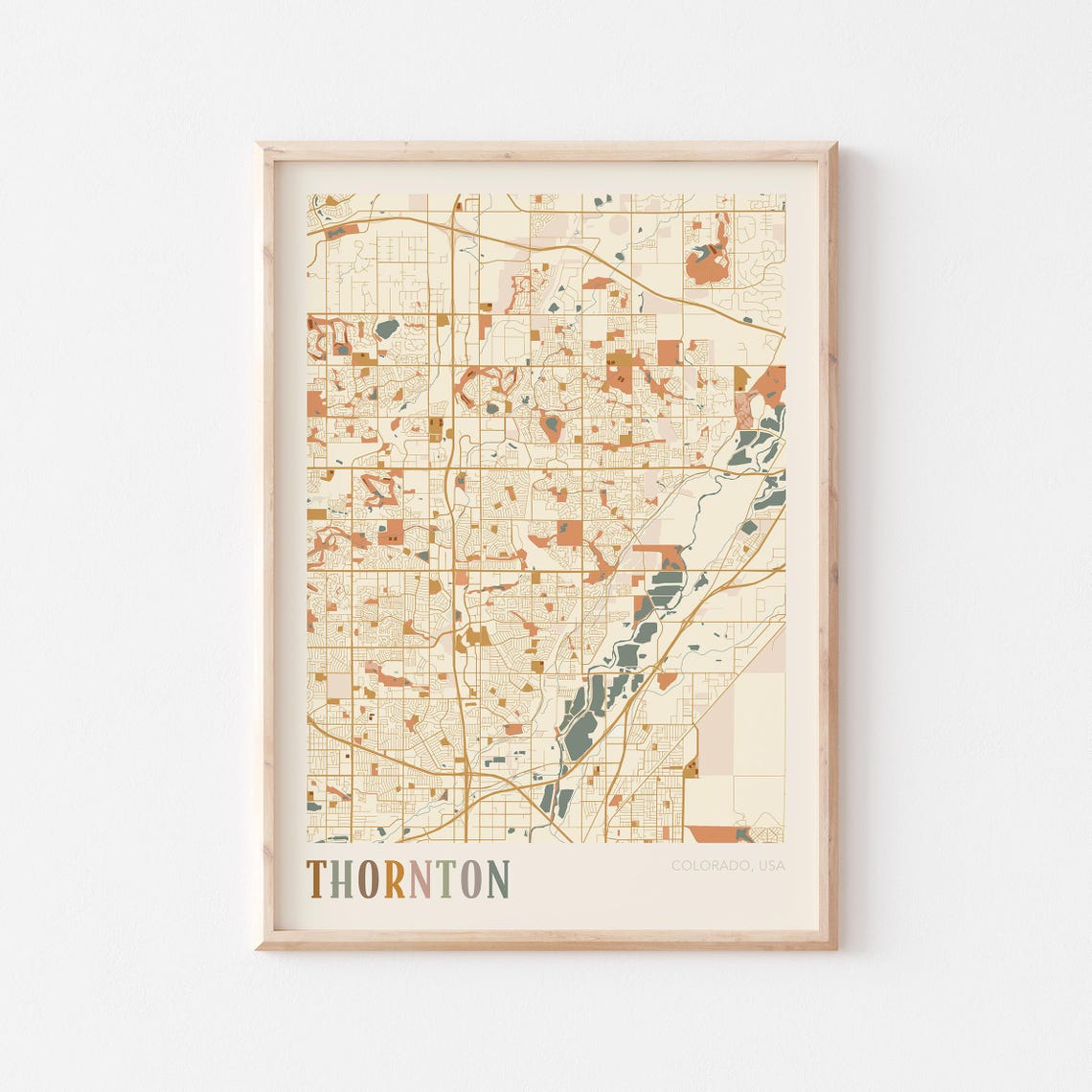 Thornton Colorado Colorful Modern Boho City Street Map Decor Poster