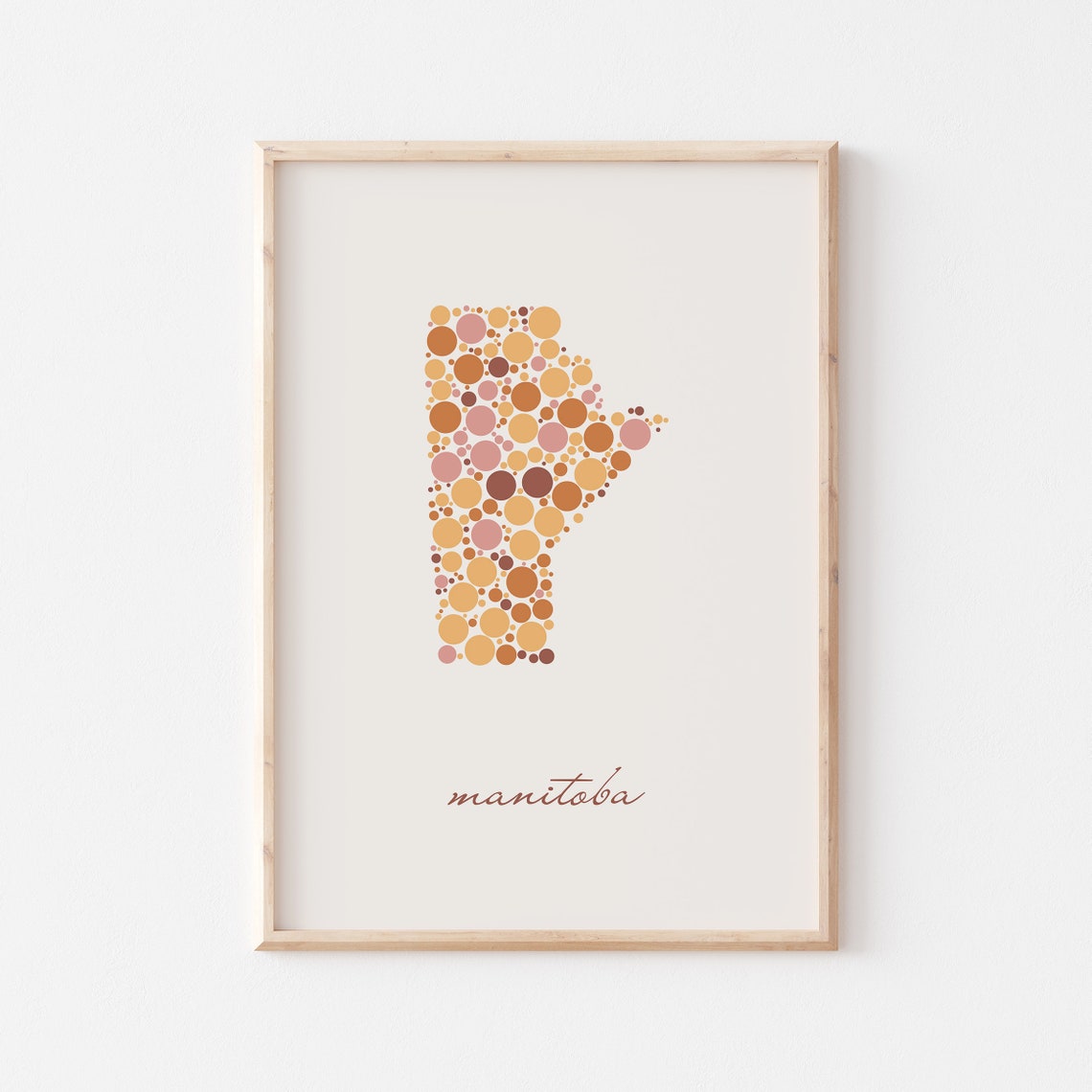 Manitoba Canada Colorful Dot Art Province Map Script Decor Poster - Image 3