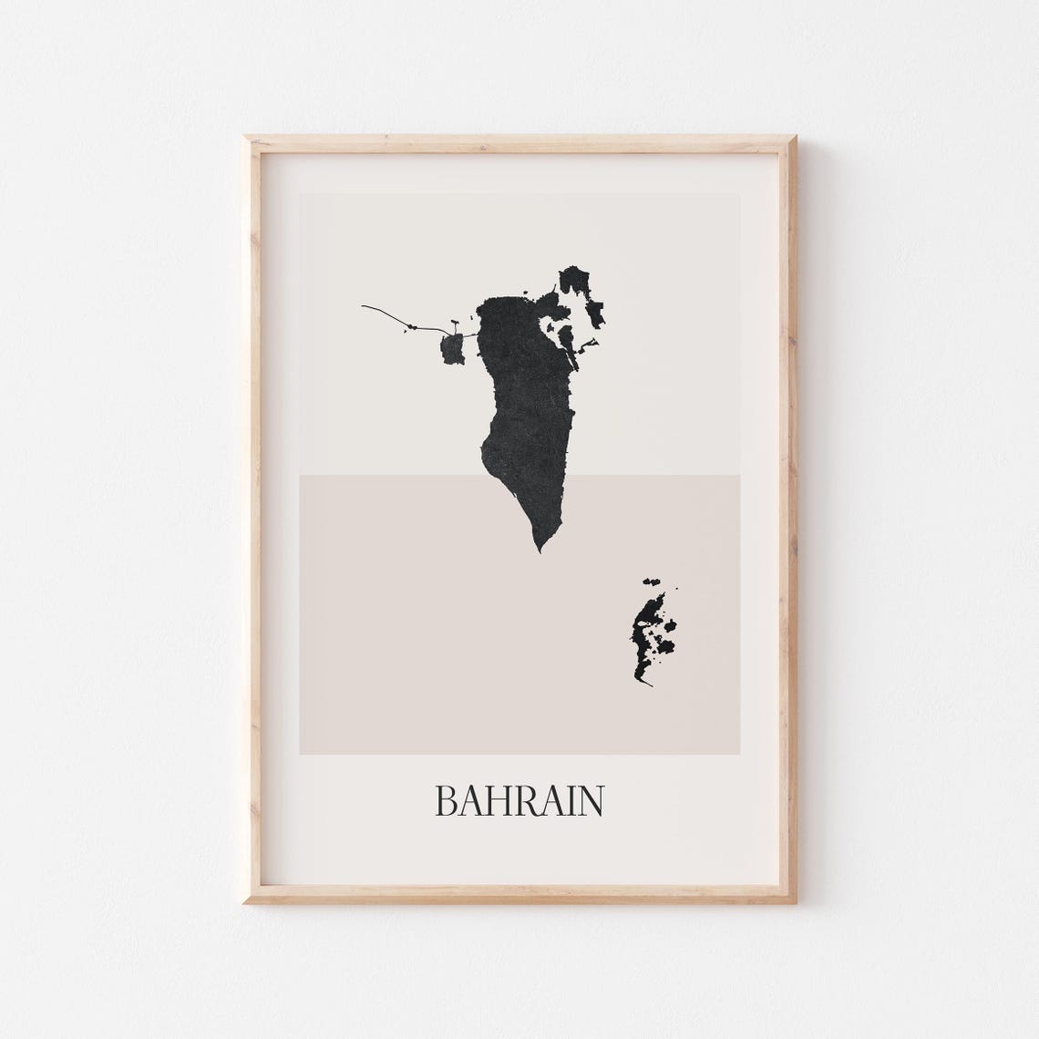 Bahrain Boho Minimalist Black Country Silhouette Map Art Poster