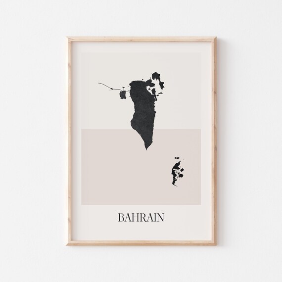 Bahrain Boho Minimalist Black Country Silhouette Map Art Poster
