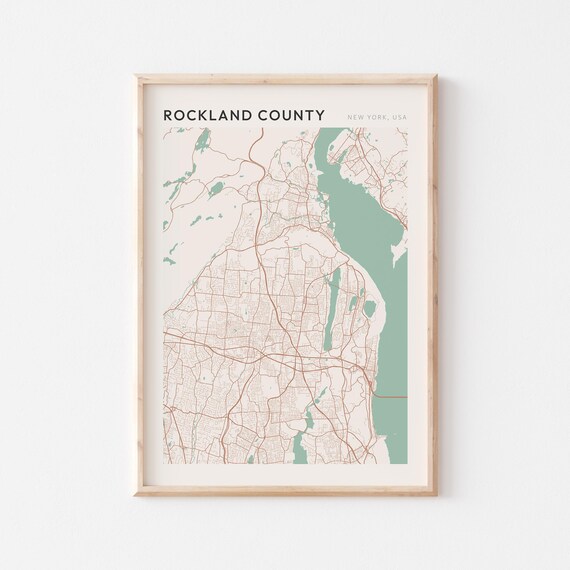 Rockland County New York USA Modern Beige Minimal City Street Map Poster