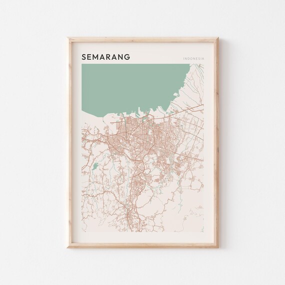 Semarang Map Poster Print Wall Art Indonesia Travel Gift Scandi
