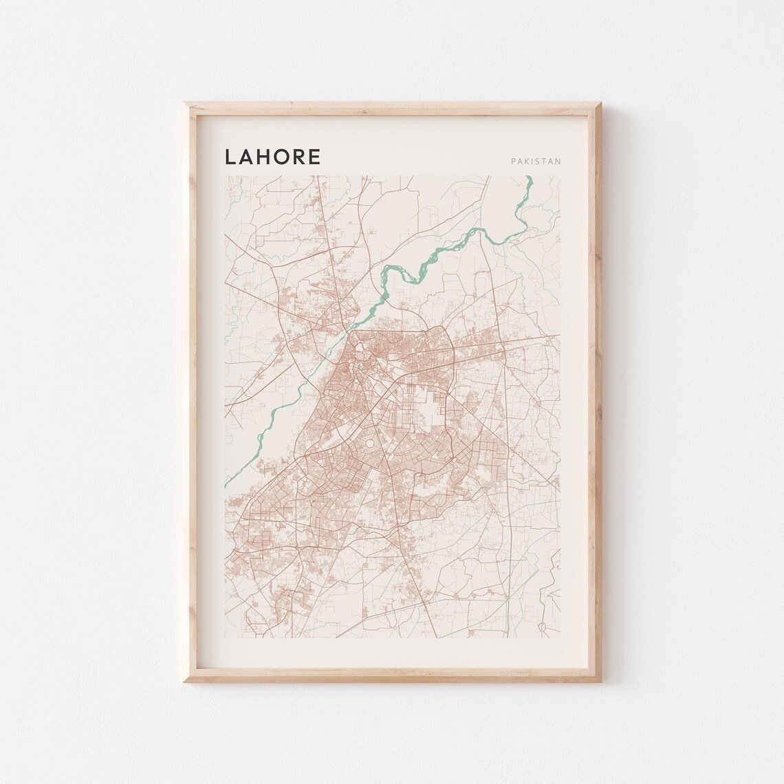Lahore Map Poster Print Wall Art Pakistan Travel Gift Scandi